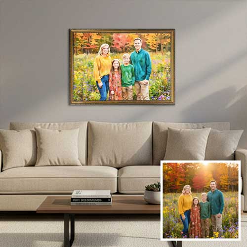 Click to Enlarge Watercolor portrait in a gold ornate frame