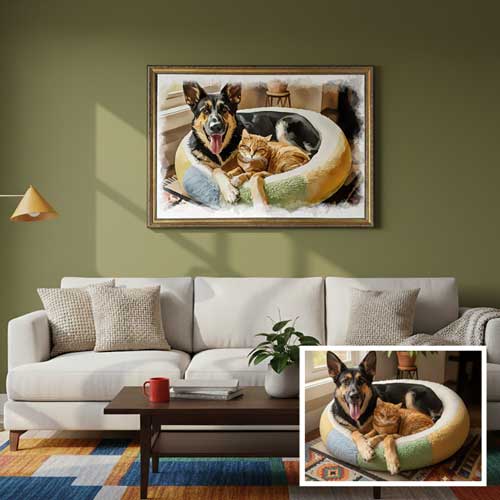 Click to Enlarge Watercolor portrait in a gold ornate frame