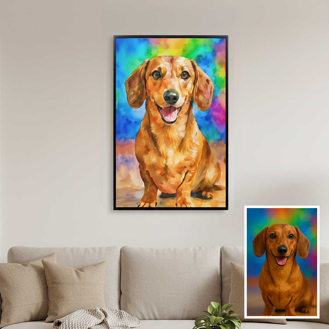 Watercolor portrait in a black frame