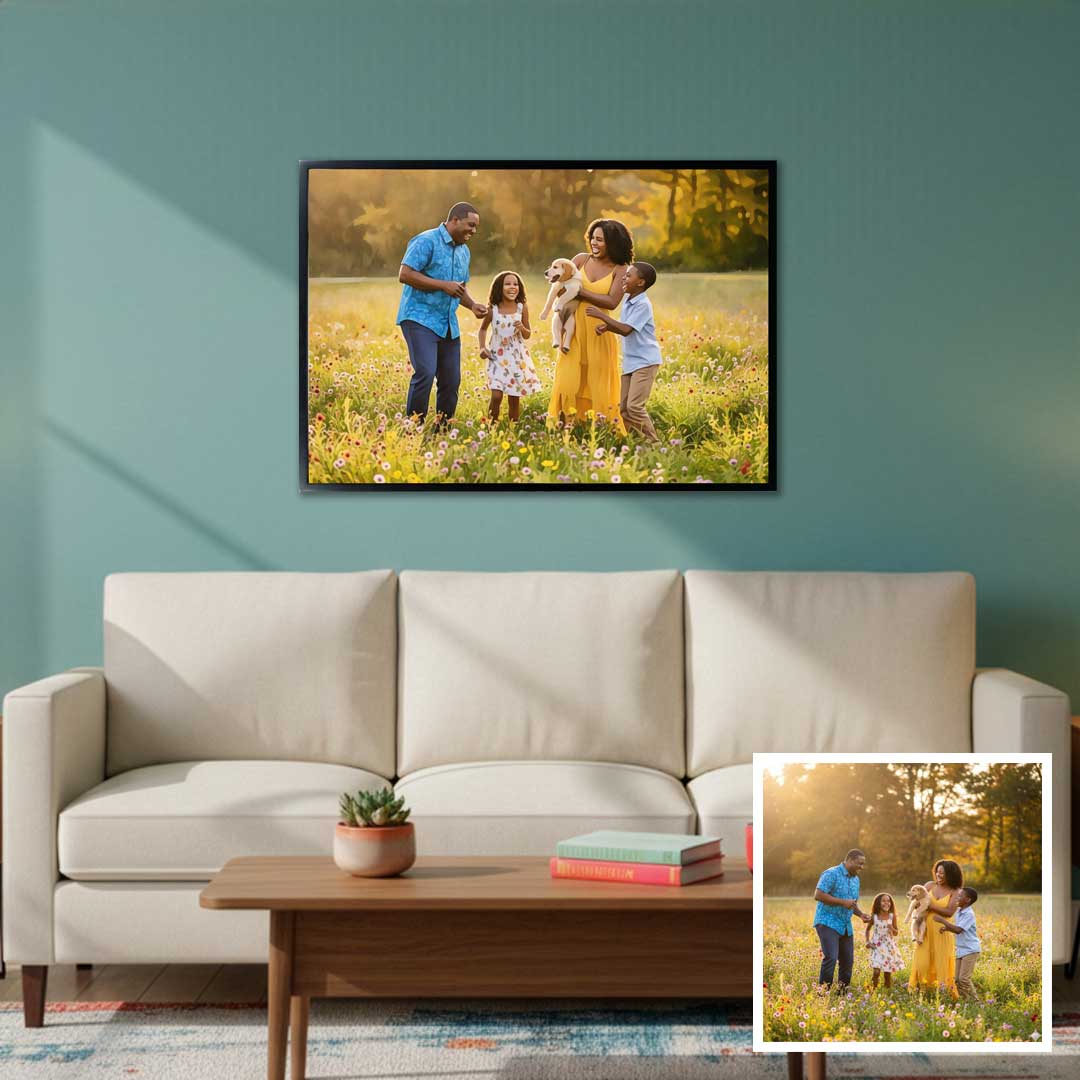 Watercolor portrait in a black frame