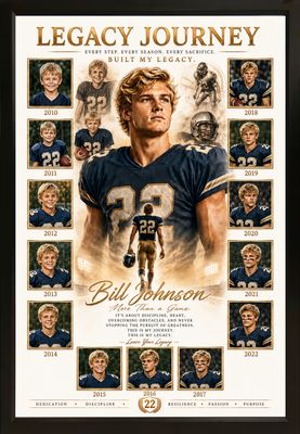 Framed Legacy Journey football portrait