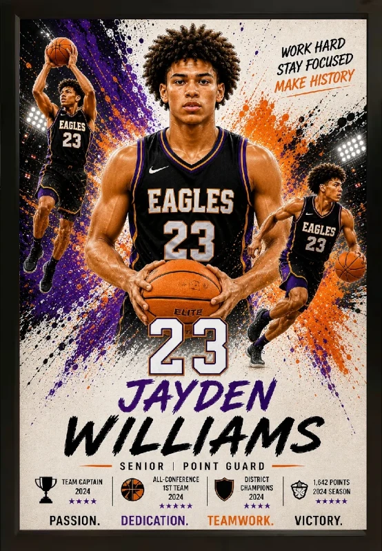 Framed basketball sports custom  portrait