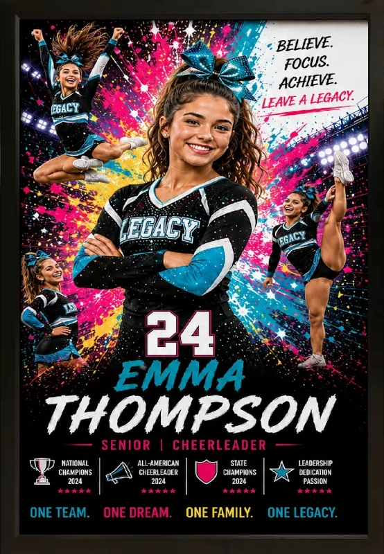 Framed cheerleader sports custom  portrait