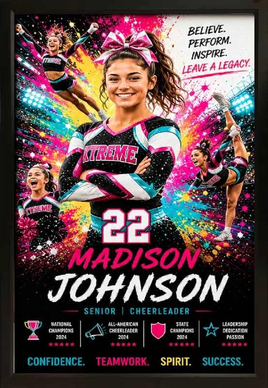 Framed cheerleader sports custom  portrait