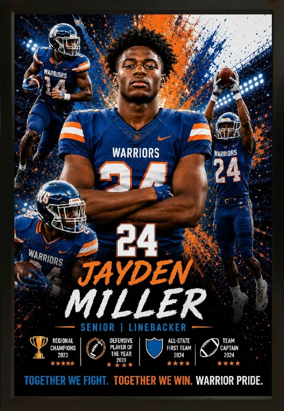 Framed football sports custom  portrait