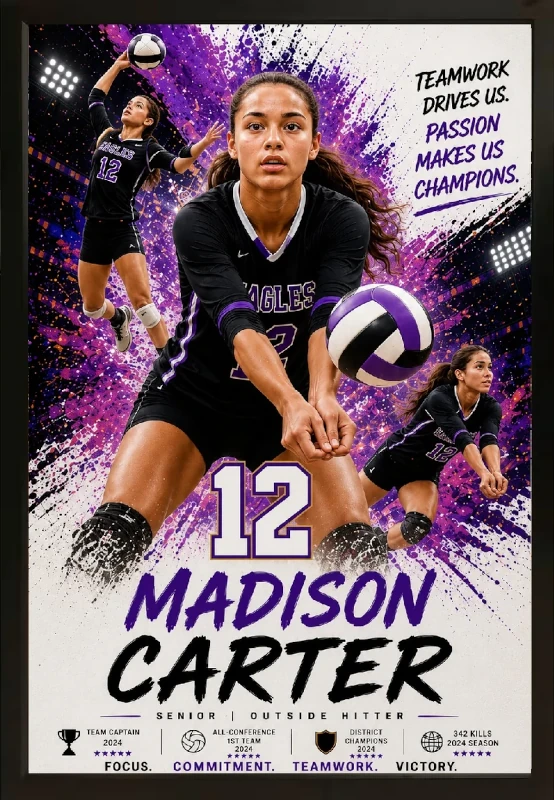 Framed volleyball sports custom  portrait
