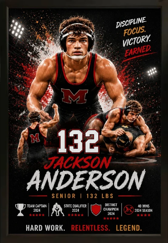 Framed wrestling sports custom  portrait
