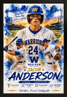 Framed baseball sports custom legacy portrait