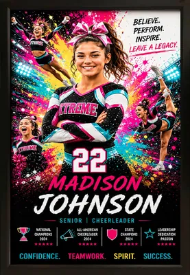 Framed cheerleader sports custom legacy portrait