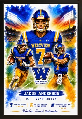 Framed football sports custom legacy portrait