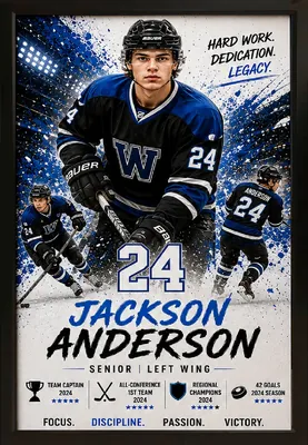 Framed hockey sports custom legacy portrait