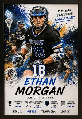 Framed lacrosse sports custom legacy portrait