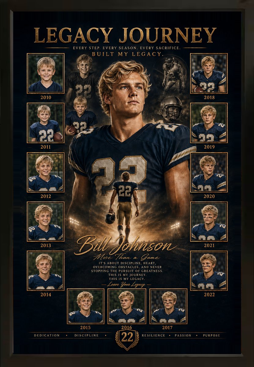 Framed Legacy Journey football portrait