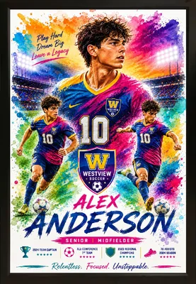 Framed soccer sports custom legacy portrait
