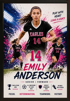 Framed soccer sports custom legacy portrait