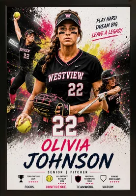 Framed softball sports custom legacy portrait