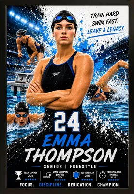 Framed swimming sports custom legacy portrait