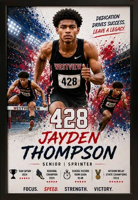 Framed track and field sports custom legacy portrait