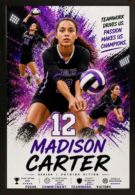 Framed volleyball sports custom legacy portrait