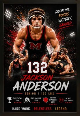 Framed wrestling sports custom legacy portrait